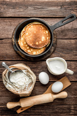 homemade pancakes with cooking ingredients