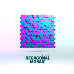 Hexagonal graphic element. Vector grid of hexagons. 3d illustration