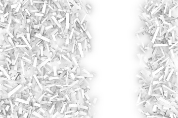 Tangled Pile of White Geometric Confetti Shapes on a Bright Back
