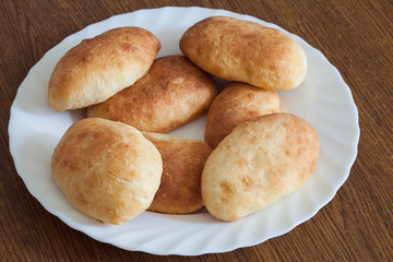 Pie in a white plate.