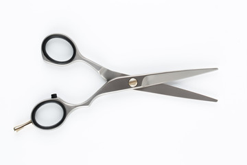 professional scissors for haircuts isolated on white background - obrazy, fototapety, plakaty