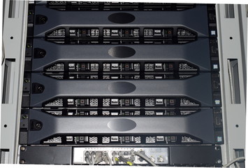 Servers connected to the switch, reverse, in the server room