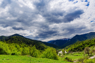 Amazing mountain landscape with dramatic clouds, Armenia