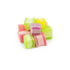 marshmallow with gelatin dessert isolated on white