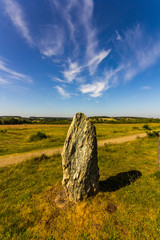 Standing stones in a green field