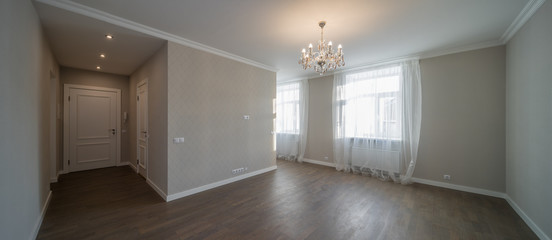 Modern contemporary interior. Emty flat. Panorama.
