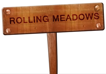 rolling meadows road sign, 3D rendering