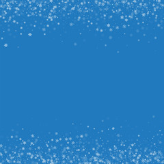 Beautiful snowfall. Borders on blue background. Vector illustration.