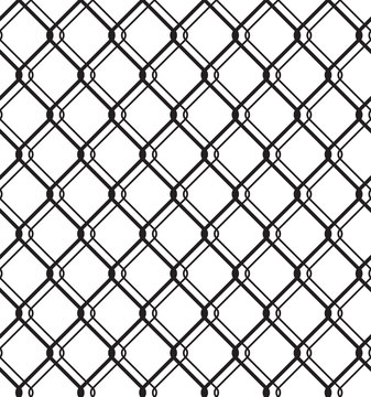 Wired metallic fence seamless texture. Steel wire mesh isolated on white background. Vector repeating pattern in EPS8 format.
