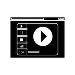 video player with play button over white background. entertainment and technology design. vector illustration