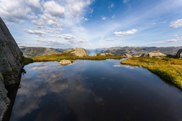 Small lake along the track to the Preikestolen at the Lysefjorde