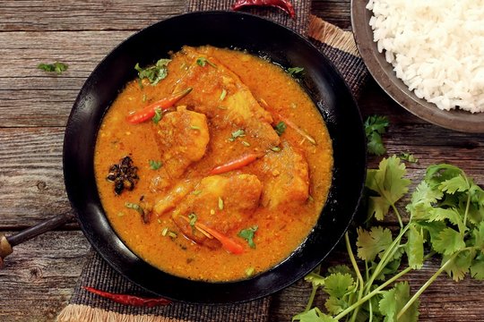 Bengali Fish Curry (Doi Maach)  Cooked In Yogurt  Gravy,top Down View