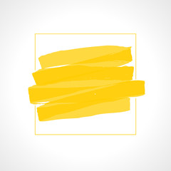 Hand drawn yellow highlighter stripes. Marker strokes background template. Optimized for one click color changes. Transparent colors EPS10 vector illustration.