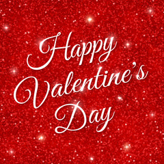 Fototapeta na wymiar Happy Valentine's Day on red glitter background. Vector illustration