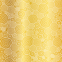 Vector Golden Abstract Swirls Seamless Pattern Background. Great for elegant gold texture fabric, cards, wedding invitations, wallpaper.