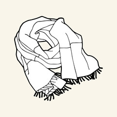 Black & white striped scarf with fringe