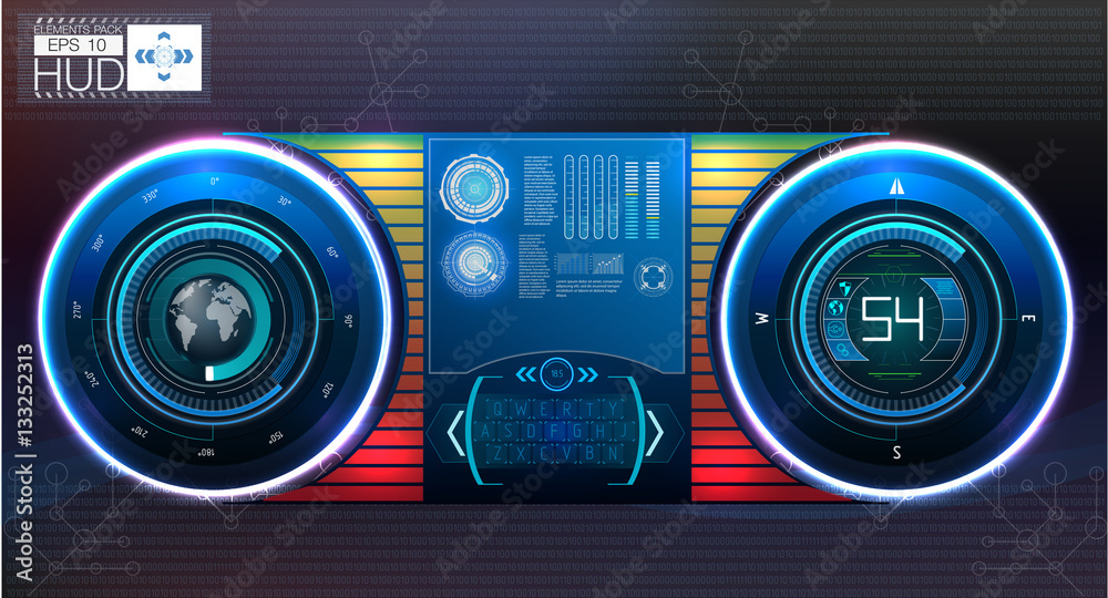 Poster futuristic user interface. hud ui. abstract virtual graphic touch user interface. hud background out