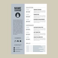 Minimalist CV and resume template, Awesome for job application. Vector illustration