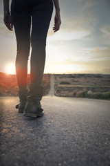 Walking on lonely road