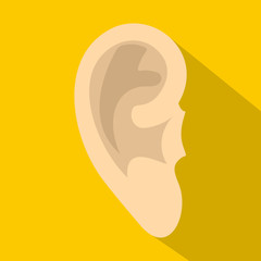 Human ear icon, flat style