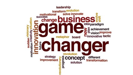 Game changer animated word cloud, text design animation.