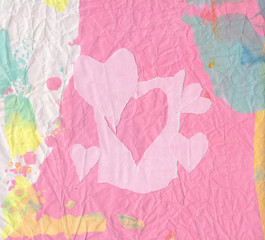 Set of hearts for Valentine's Day in a ripped paper style. Handmade.