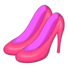 Pink shoes icon, cartoon style