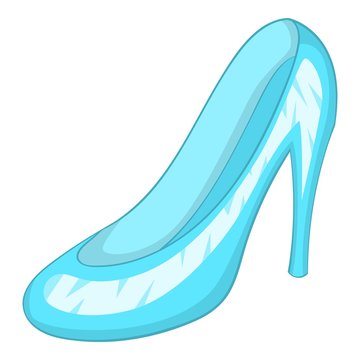 Glass slipper icon, cartoon style