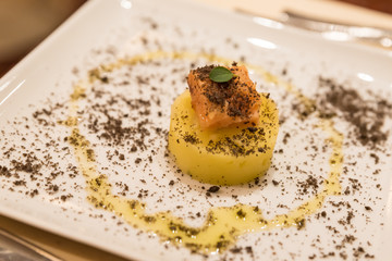 Pie with potatoes and fish