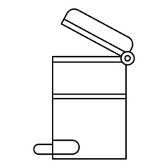 Steel trashcan icon, outline style