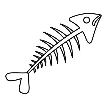 Fish bone icon, outline style