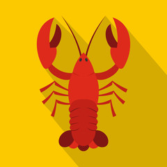 Red crayfish icon, flat style