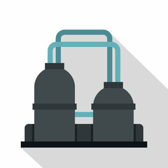 Oil refinery plant icon, flat style