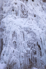 Frozen Plitvice landscape, national park in Croatia