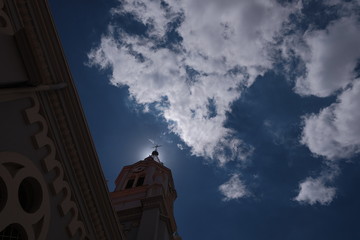 Fototapeta premium church in the shadow and blue sky