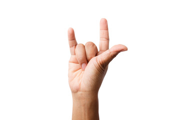 Human finger forming a love isolated