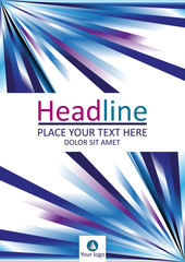 Blue lines book cover design. A4. Vector.