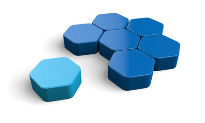 3D Illustration hexagon concept blue 4