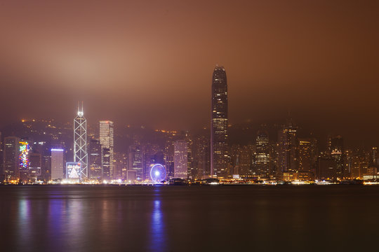 Skyline of Hong Kong during fog 