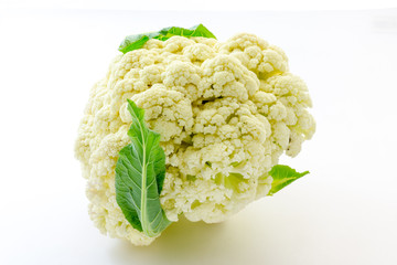 Raw cauliflower with white background