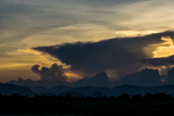 Beautiful sunset cloud mountain Thailand