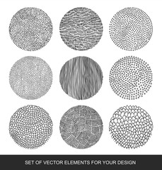 Set isolated textures, brushes, graphics, design element. Hand-d