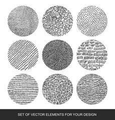Collection isolated textures, brushes, graphics, design element.
