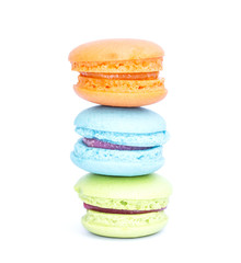 Tower stack of macaroons isolation on white background