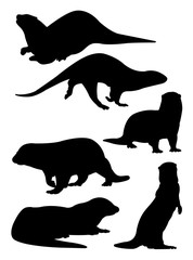 Otter animal mammal silhouette. Good use for symbol, logo, web icon, mascot, sign, or any design you want.