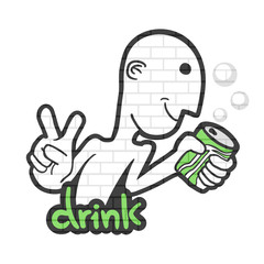 funny boy with soda illustration