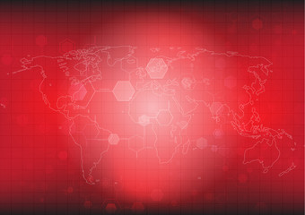 Obraz premium Vector Abstract futuristic circuit board, Illustration high technology dark red color background. Hi-tech digital technology concept,Elements of this image furnished by NASA