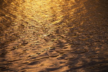 Blurry background of surface water in the sunset time