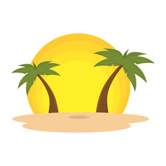 summer beach with palms vector illustration design