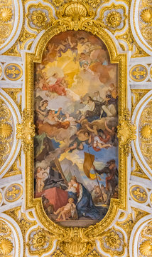 Ornate ceiling of the Church of San Luigi dei Francesi in Rome